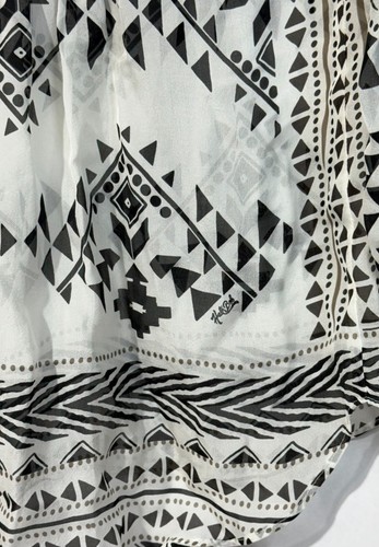 Hale Bob Womens White Geometric Silk Blouse Tassel Tie Long Sleeve Size XS - Picture 6 of 11