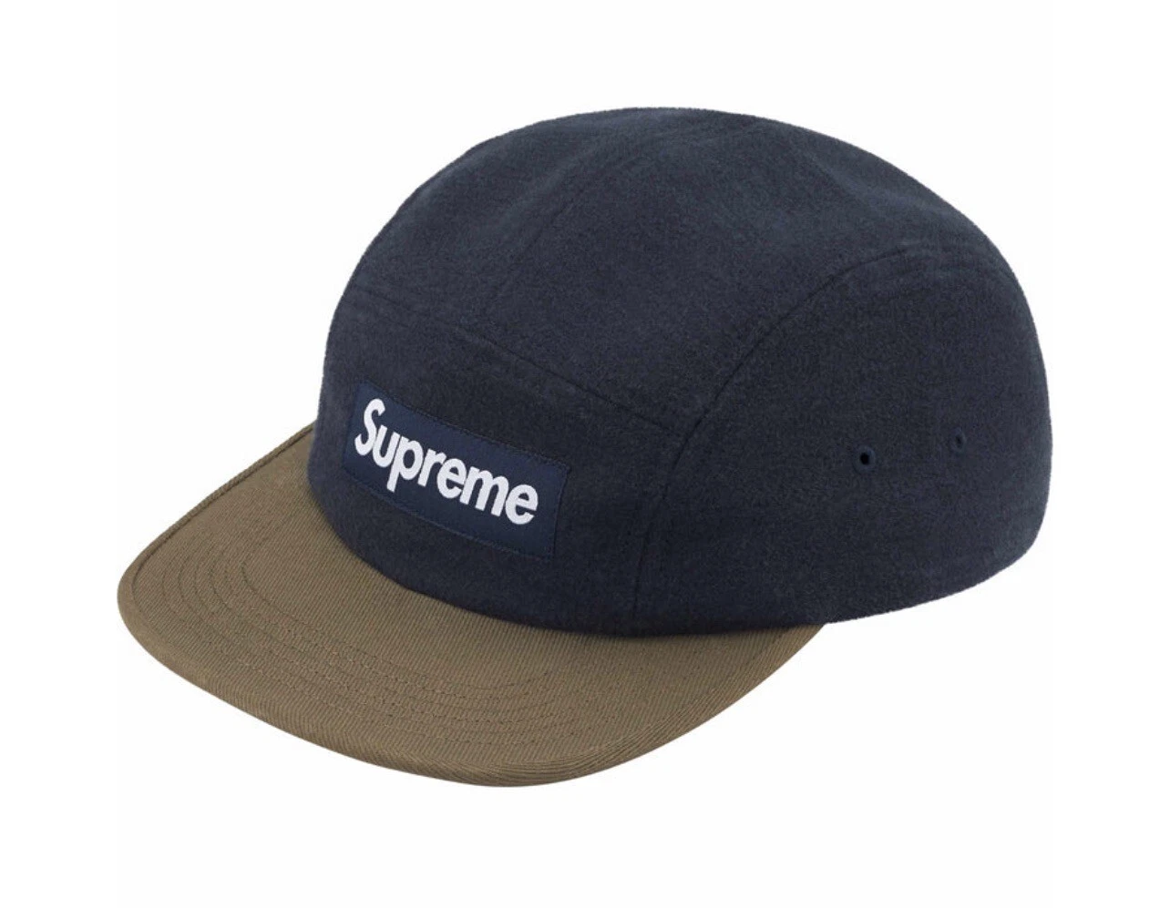 Supreme 2 tons casquette de camp boîte marine logo vert olive marron FW23 FLAMBANT NEUF à la main
