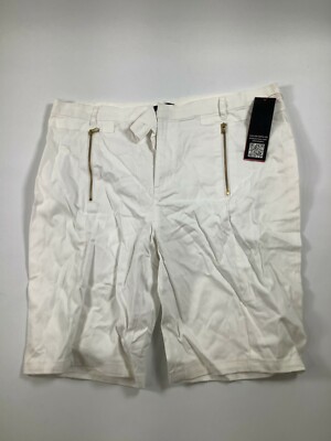 Womens Sofia Vergara White Zip Bermuda Shorts Size 14 NEW! NWT