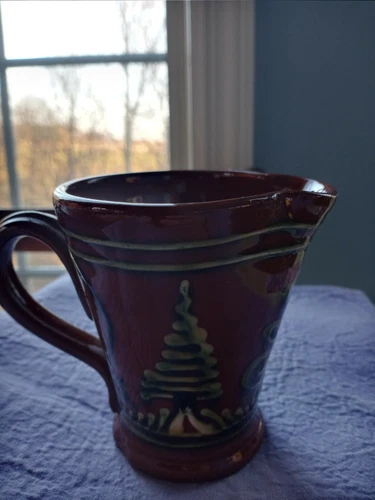 SJ BETHEL MISSOURI REDWARE GLAZED POTTERY CREAMER SIGNED BOTTOM 