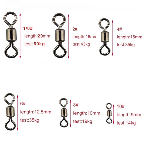 Fishing Swivels Snaps Kit Rolling Barrel Swivel Lure Connector Tackle Box 1#-10# - Picture 27 of 48