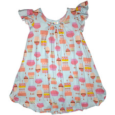 Dot Smile Girls Sz 7 Blue Birthday Cupcake Swing Dress Light Blue NWT