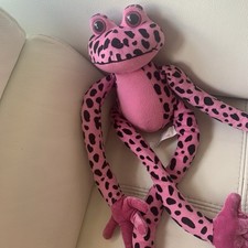 Toys R Us Animal Alley Vintage Pink Frog Black Spots Long Legs Hanging Plush Toy