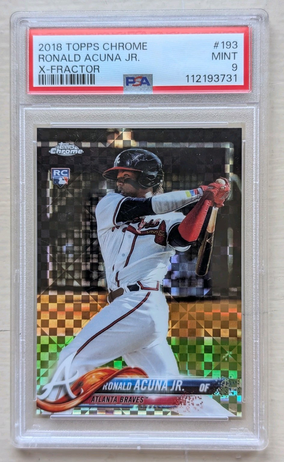 2018 Topps Chrome Ronald Acuña Jr. X-Fractor #193 RC Rookie PSA 9 Braves