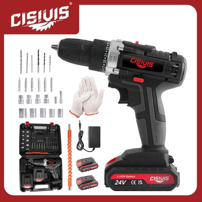 #ad 24V Electric Drill Cordless Fast Screwdriver Set Power Tool W 2 Batteryamp;Charger $24.89