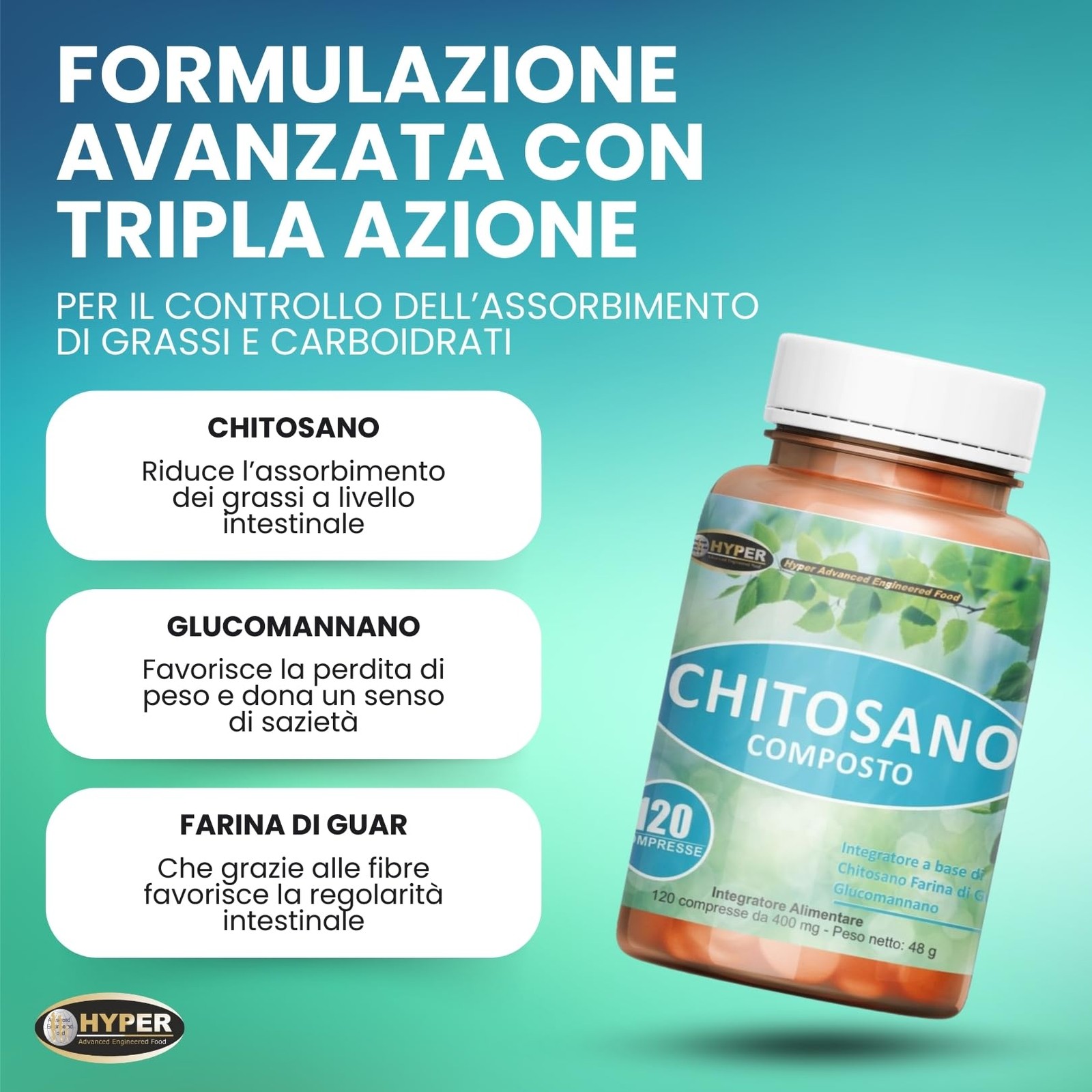 Hyper Chitosano e Glucomannano 240 Compresse Dimagranti - Offerta - 2