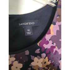 Lands' End Women's Floral Sleeveless Sheath Dress Size 12 Purple