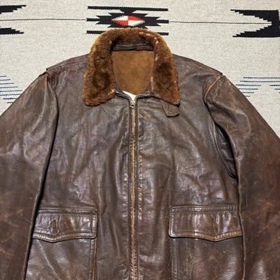 Vintage 40s WW2 US Navy M-422A G-1 Leather Bomber Jacket Mens 42