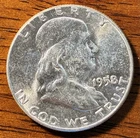 1958 Franklin Half Dollar 50C Philadelphia 90% Silver Business Strike