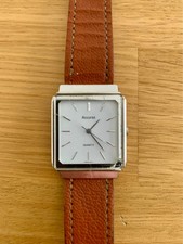 Accurist Quartz Square Watch   Original Leather Strap   New Battery