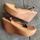 Anthropologie Kork Ease Sarah Womens Tan  Slingback Wedge Peep Toe Sandal Sz 8 — photo 6