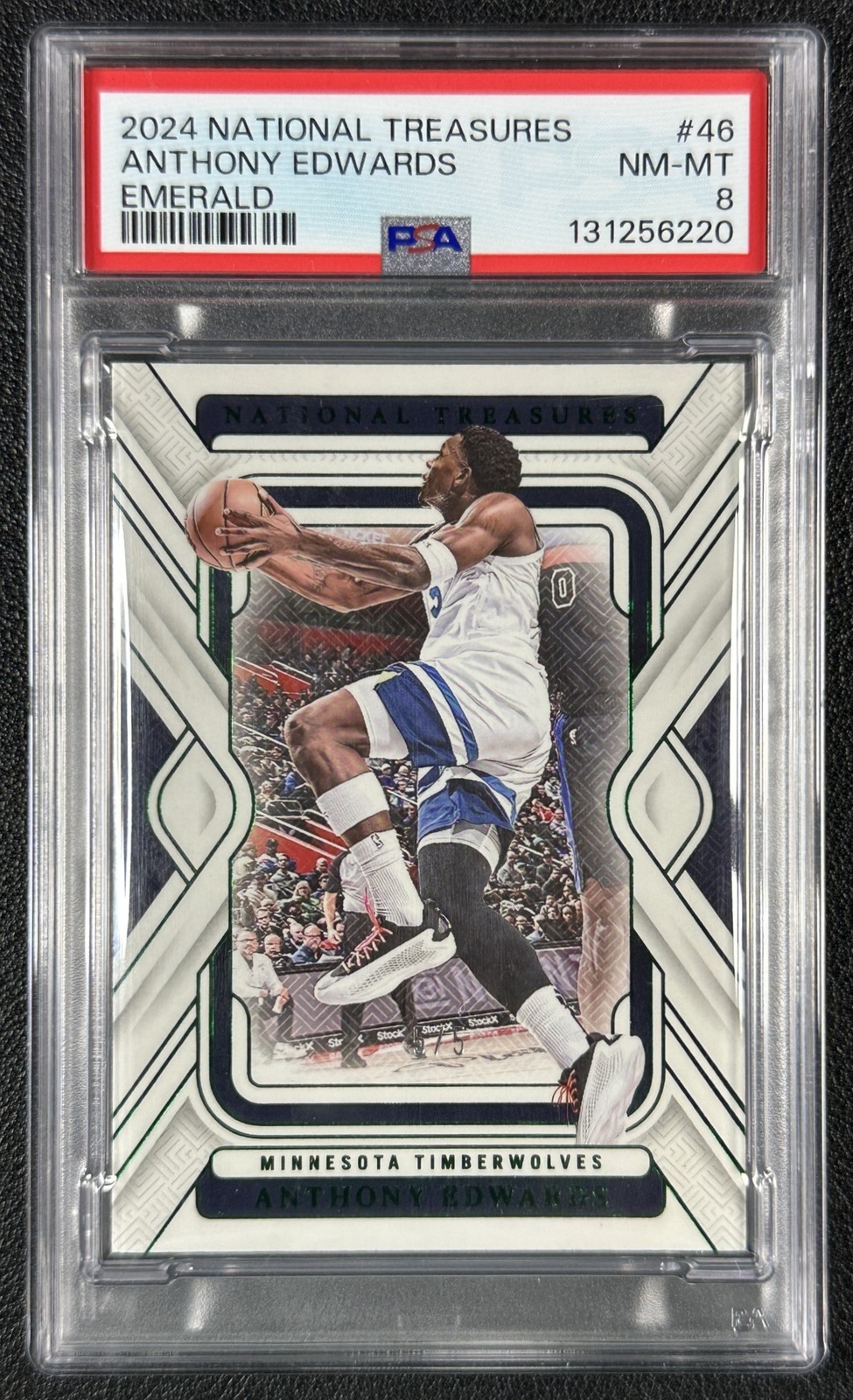 JSY# 5/5 ANTHONY EDWARDS PSA 8 2024-25 PANINI NATIONAL TREASURES #46 EMERALD