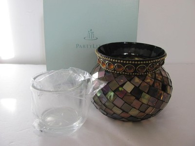 PARTYLITE GLOBAL FUSION MOSAIC TILE GLASS VOTIVE / TEALIGHT HOLDER - NEW IN BOX