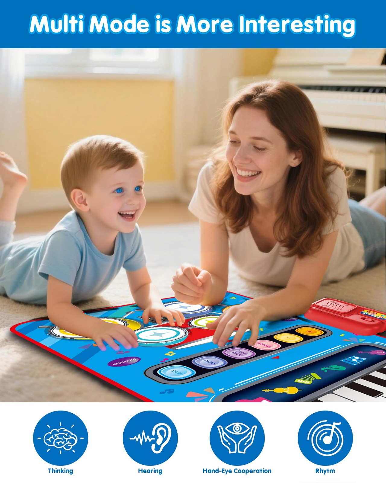 Baby Toys for 1 Year Old: Baby Musical Mat Toddler Toys Age 1-2 - 2 in 1 Pia Dru