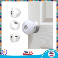 Child Proof Door Knob Covers 4 Pack White Safety Locks for Standard Round Knobs