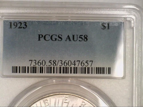 1923 PEACE SILVER DOLLAR PCGS AU-58