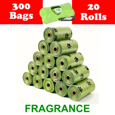 300 Dog Poop Bags Rolls Large Biodegradable Pet Poo Waste Bag Dispenser Strong