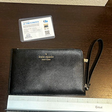 Kate Spade New York Black Zip Wristlet Wallet w/ Strap Credit Card Slots