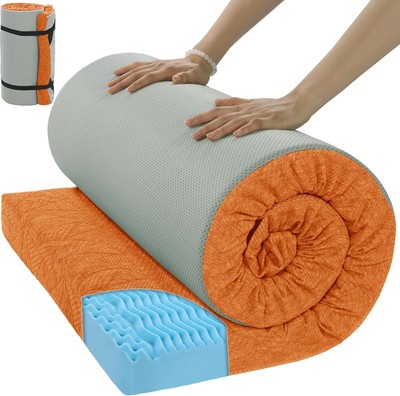 HOMBYS 3 Inch Thick Memory Foam Cot Size-72''x24''x3'', Orange 