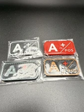 4 Pcs Blood Type A+ Medic Cross Morale Patch Rubber PVC 3D A POS Positive NWT