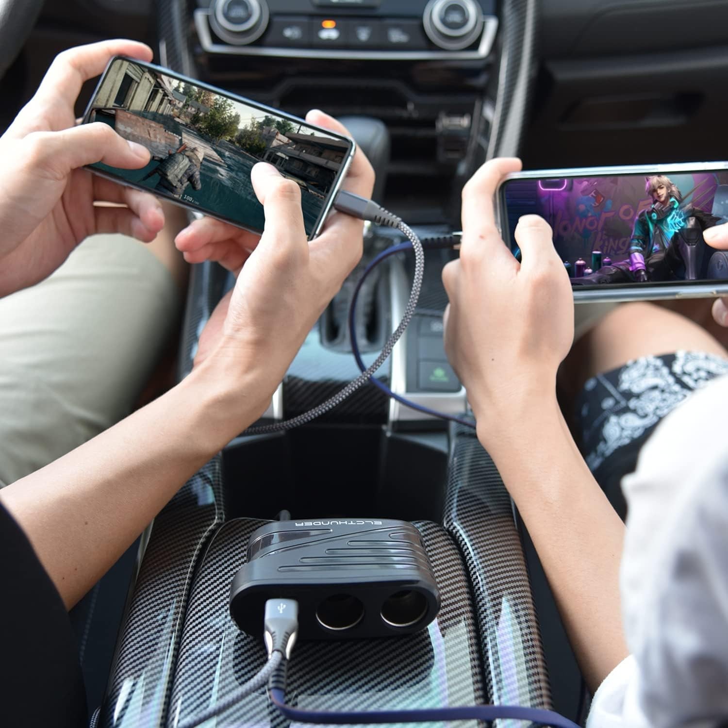 Quick Charge 3.0 Car Cigarette Lighter Splitter, 2 Sockets, 20W PD Type-C