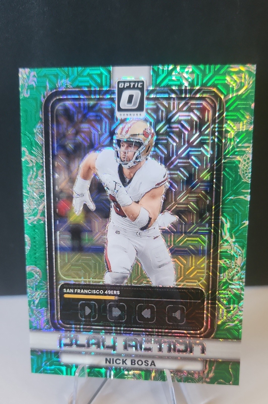 2025 Panini Donruss Optic - Play Action Nick Bosa #12 Dragon Prizm /24