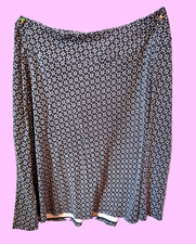 Talbots Skirt Women's Size Medium Navy Blue White Floral Stretch Knit Pull On