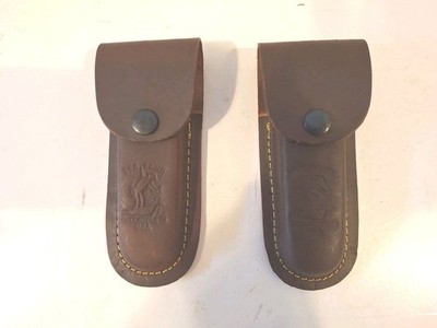 2 Brand New Well Constructed Genuine Leather Pocket Knife Sheaths-100's SOLD 