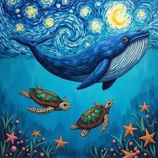 Whale Diamond Painting Kits for Adults, 5D DIY Diamond Art Kits for Beginners, F
