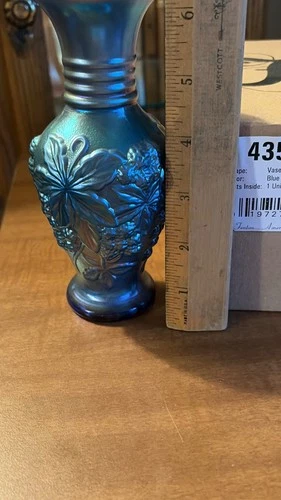 Fenton Favrene Blue Vase 100 Yr Ann. 4539 FN