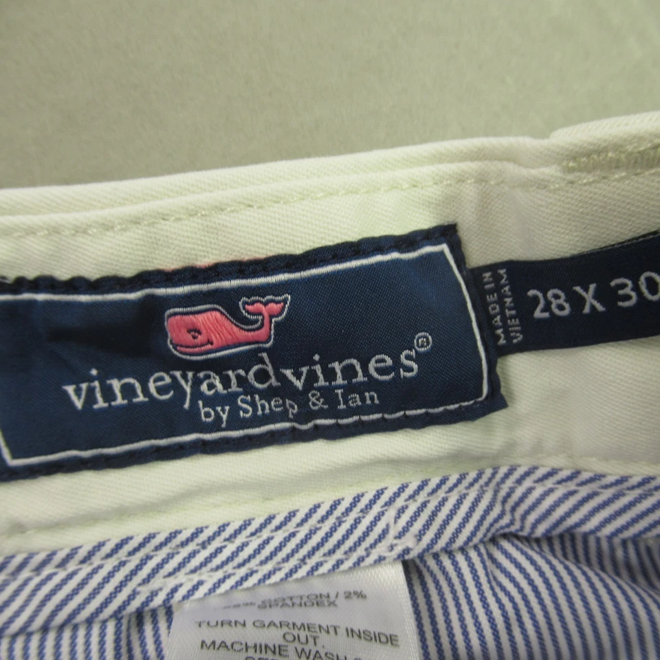 Pantalones Vineyard Vines Niñas 28X30 Pierna Recta Cremallera Bolsillo Exterior Blanco Chino Foto 3 de 4