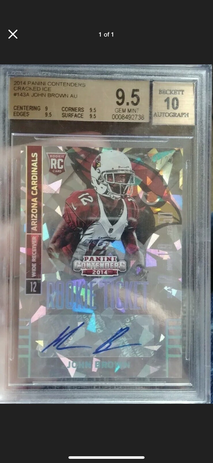 John Brown Panini Contenders #143 Sec-Autograph-Cracked Ice