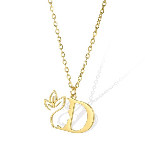 ✅ Collier Acier Inoxydable Lettre Prénom Fleur Femme pendentif initial Bijoux - Picture 8 of 30