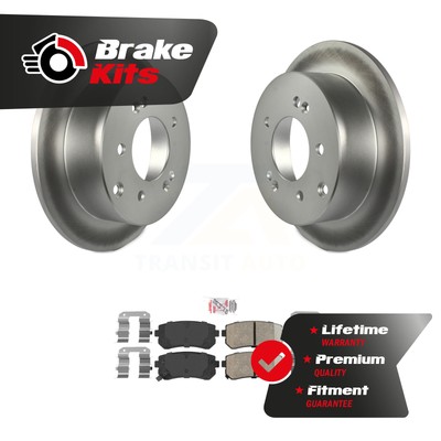 Rear Coated Disc Brake Rotors And Ceramic Pads Kit For 2010-2013 Kia Forte