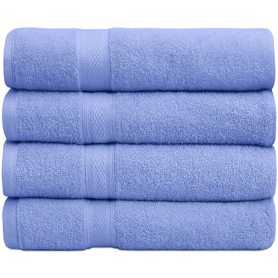 4 Pack Luxury Bath Towels Set Combed Cotton Highly Absorbent 27"x54" 500 GSM - Image 3 of 4