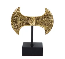 Labrys Double Headed Axe Mini Bronze item on marble base - Minoan Period Replica
