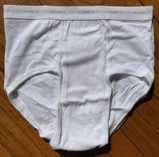 Vintage HANES Briefs Underwear Mens Size 36 Lot of 3 Made in USA White NOS