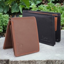Morucha Designer Wallet Men, RFID Blocking Real Leather Wallet, Coin & ID Holder