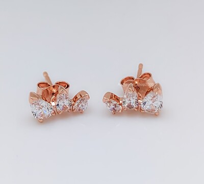 NEW 100% Authentic PANDORA 14K Rose Gold Sparkling Pear Stud Earrings  282836C01