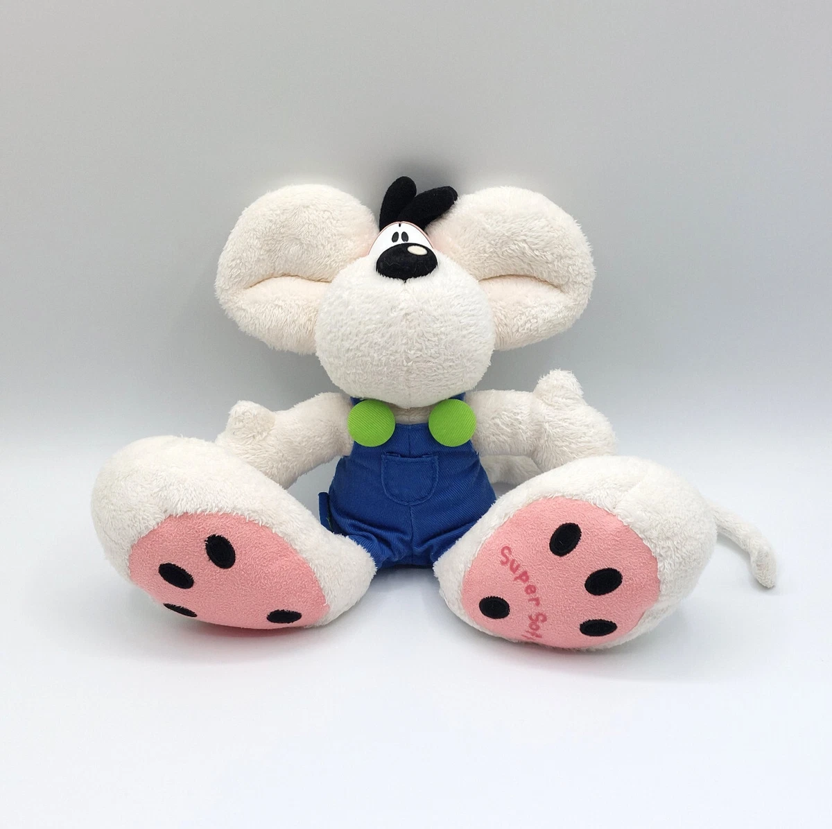 Peluche Souris DIDDL Depesche Tee Shirt Rouge Et Short Jean Souris Blanche 35 Cm