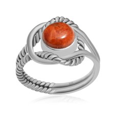 Sponge Coral 925 Sterling Silver Twisted Rope Split Shank Ring For Women  Girls