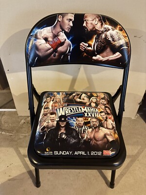WWE WrestleMania 28 XXVIII Ringside Chair John Cena The Rock 2012 Miami