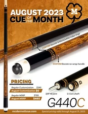 IN STOCK, McDermott G440 C Pool Cue w/ 12.5mm G-Core Shaft COTM, FREE HARD CASE