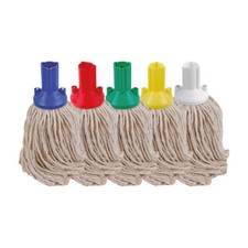 Pack Of 3 Exel Mop Heads Red - Green - Blue - Yellow Cotton Screw & Push Fit