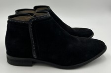 Italeau Miralda Suede Leather Ankle Boots Zip Up Made In Italy Black Sz 39 Women