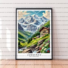 Jungfrau Switzerland Landscape Print Unframed Jungfrau Illustration Wall Art