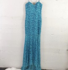 Flirt by Maggie Sotero Blue beaded Lace Overlay Sweetheart Prom Pageant Dress 6