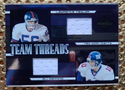 ELI MANNING LAWRENCE TAYLOR 2005 LEAF LIMITED TEAM THREADS JERSEY#10/75=EBAY 1/1