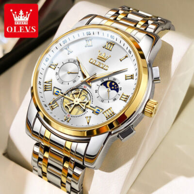 OLEVS Man's Watch Chronograph 42mm Stainless Steel Waterproof Wristwatches