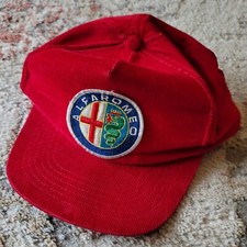Vintage Alfa Romeo Red Corduroy Spell Out Logo Snapback Hat, HTF